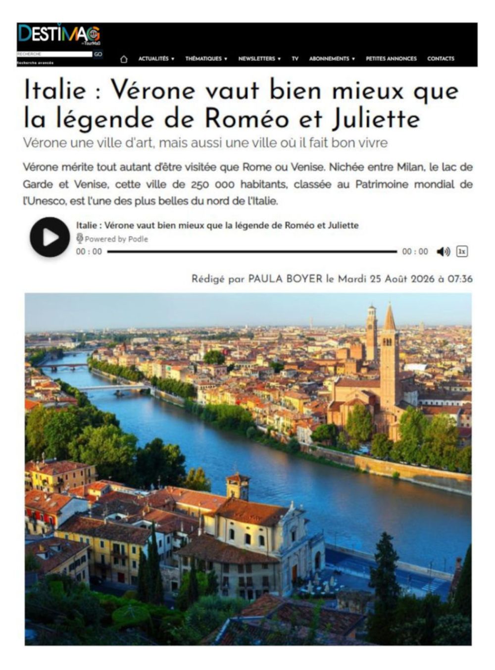 Verona Takes Center Stage on TourMag: Culture and Music at the Heart of ENIT’s Activities in the French Market